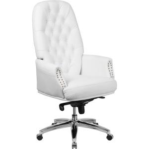 Flash Furniture Hansel High Back Traditional Tufted White LeatherSoft Multifunction Executive Swivel Ergonomic Office Chair with Arms(White)