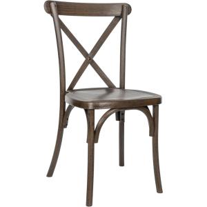 Flash Furniture Hercules Commercial Indoor/Outdoor Cross Back Chair, Wood Look, Weather-Resistant, Lightweight Design, Versatile Use, Light Oak(Dark Brown)