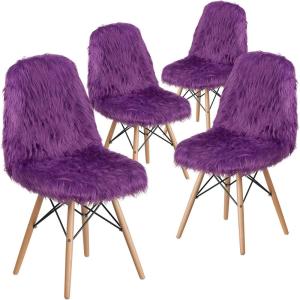 Flash Furniture Zula 4 Pack Shaggy Dog Purple Accent Chair(Purple)