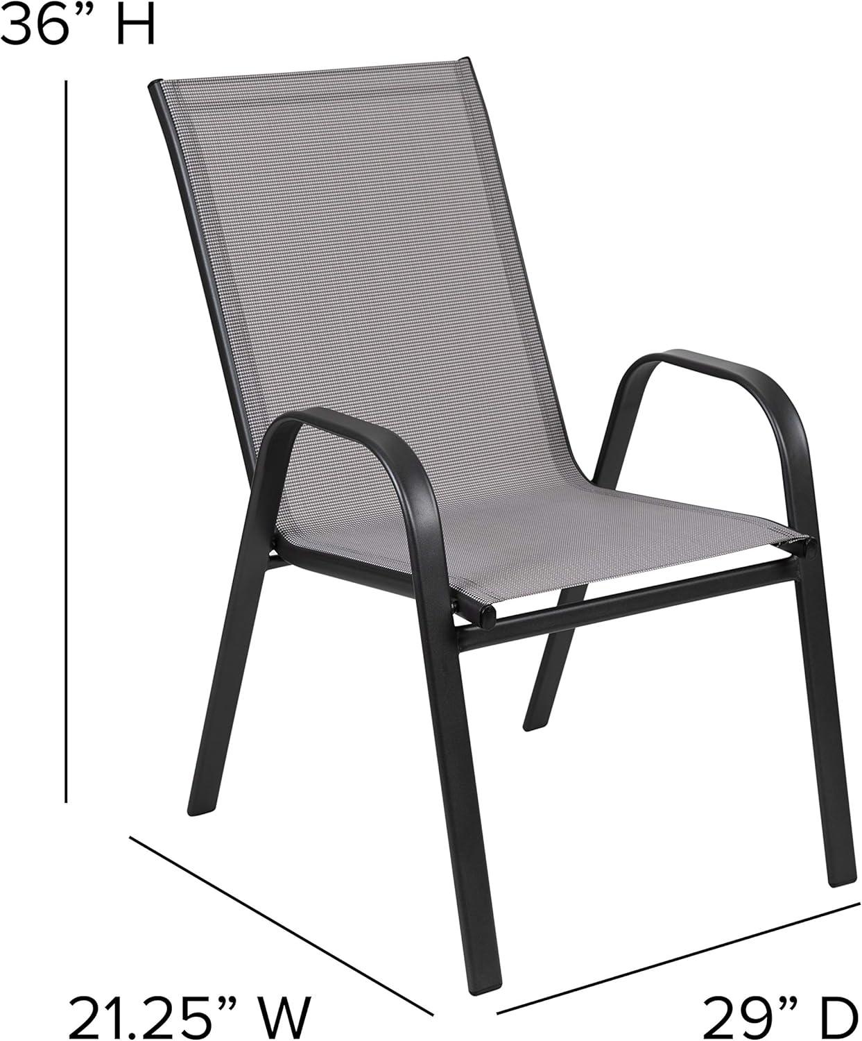 image:imageFlash Furniture Brazos 5 Piece Outdoor Patio Dining Set 4 Gray Flex Comfort Stack Chairs 55 Tempered Glass Patio Table with Umbrella Hole
