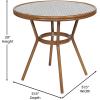 Flash Furniture Bordeaux Indoor/Outdoor Commercial Bistro Set – Tempered Glass Top Table – 2 Chairs – PE Rattan – NAT Bamboo Print Aluminum Frame – Black/White(Black & White Rattan/Natural Frame)