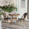 Flash Furniture Bordeaux Indoor/Outdoor Commercial Bistro Set – Tempered Glass Top Table – 2 Chairs – PE Rattan – NAT Bamboo Print Aluminum Frame – Black/White(Black & White Rattan/Natural Frame)