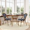 Flash Furniture Bordeaux Indoor/Outdoor Commercial Bistro Set – Tempered Glass Top Table – 2 Chairs – PE Rattan – NAT Bamboo Print Aluminum Frame – Black/White(Navy & White Rattan/Natural Frame)
