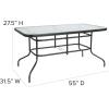 Flash Furniture Brazos 5 Piece Outdoor Patio Dining Set – 4 Gray Flex Comfort Stack Chairs – 55″ Tempered Glass Patio Table with Umbrella Hole