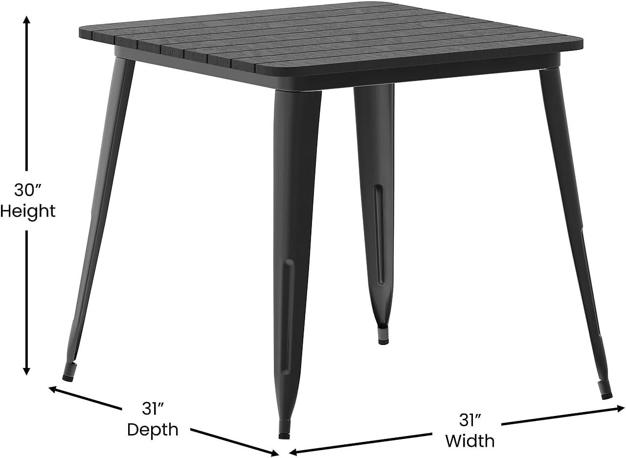 image:imageFlash Furniture Declan Commercial Outdoor Dining Table All Weather Poly Resin Top with Steel Base 315 Square BlackBlackBlack TopBlack Frame