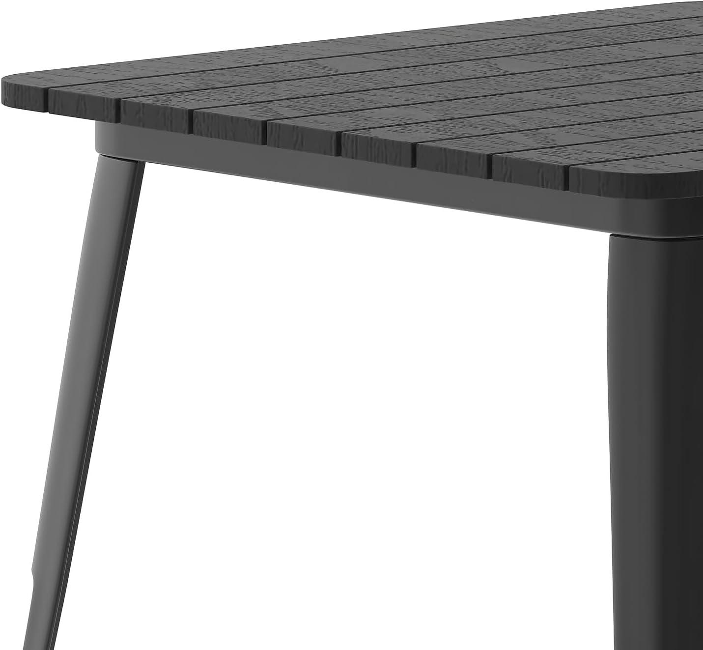 image:imageFlash Furniture Declan Commercial Outdoor Dining Table All Weather Poly Resin Top with Steel Base 315 Square BlackBlackBlack TopBlack Frame