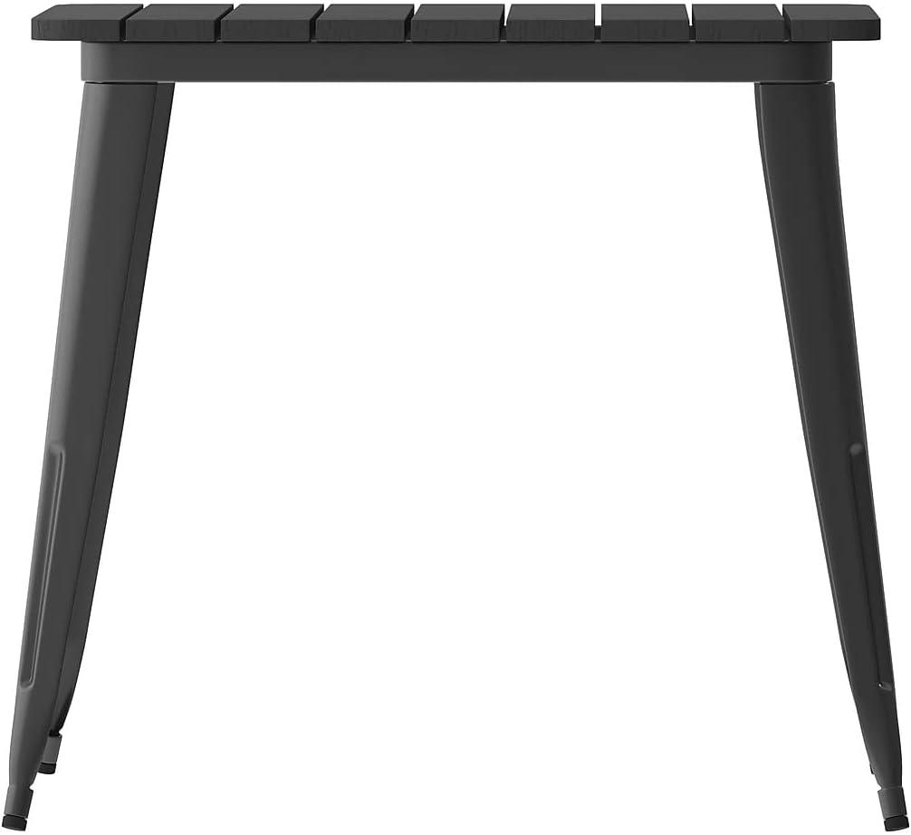 image:imageFlash Furniture Declan Commercial Outdoor Dining Table All Weather Poly Resin Top with Steel Base 315 Square BlackBlackBlack TopBlack Frame