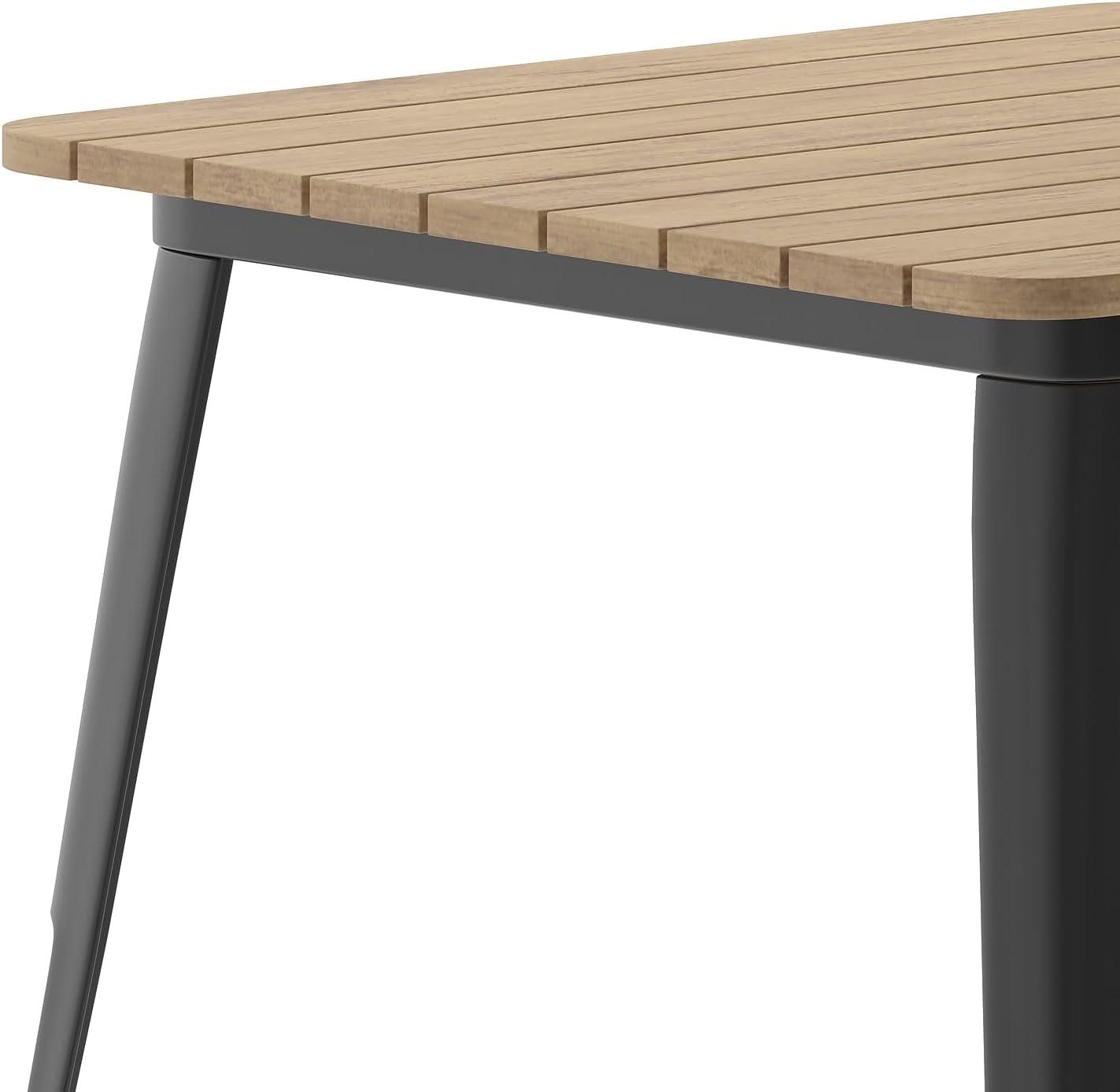 image:imageFlash Furniture Declan Commercial Outdoor Dining Table All Weather Poly Resin Top with Steel Base 315 Square BlackBlackBrown TopBlack Frame
