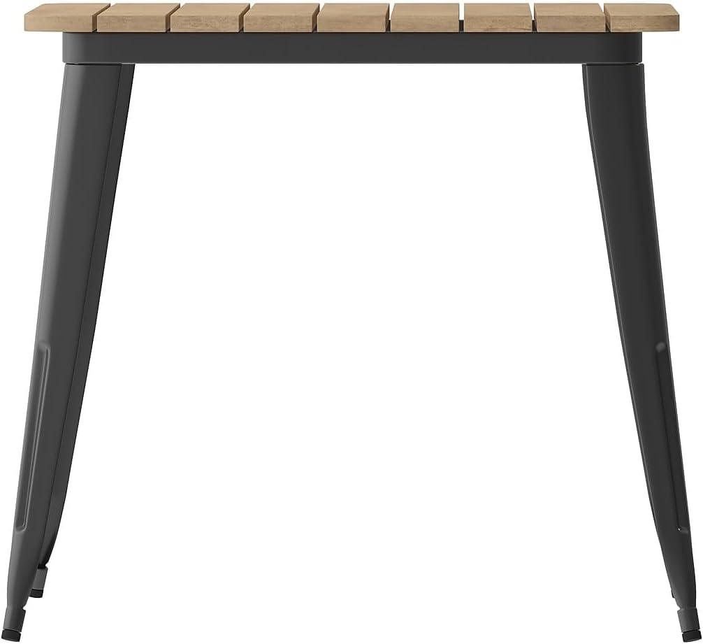 image:imageFlash Furniture Declan Commercial Outdoor Dining Table All Weather Poly Resin Top with Steel Base 315 Square BlackBlackBrown TopBlack Frame