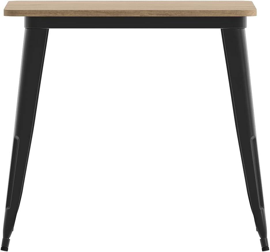 image:imageFlash Furniture Declan Commercial Outdoor Dining Table All Weather Poly Resin Top with Steel Base 315 Square BlackBlackBrown TopBlack Frame