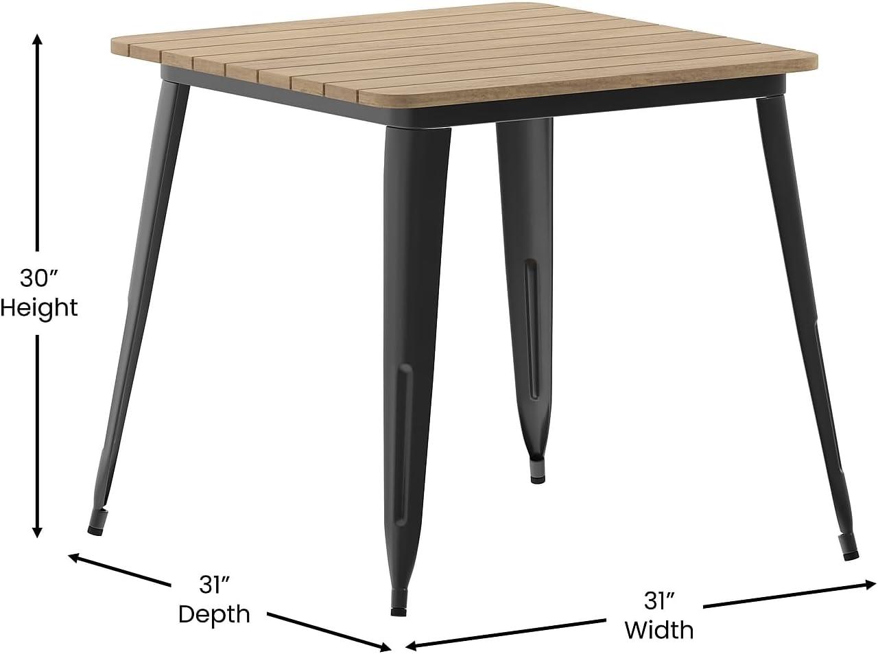 image:imageFlash Furniture Declan Commercial Outdoor Dining Table All Weather Poly Resin Top with Steel Base 315 Square BlackBlackBrown TopBlack Frame