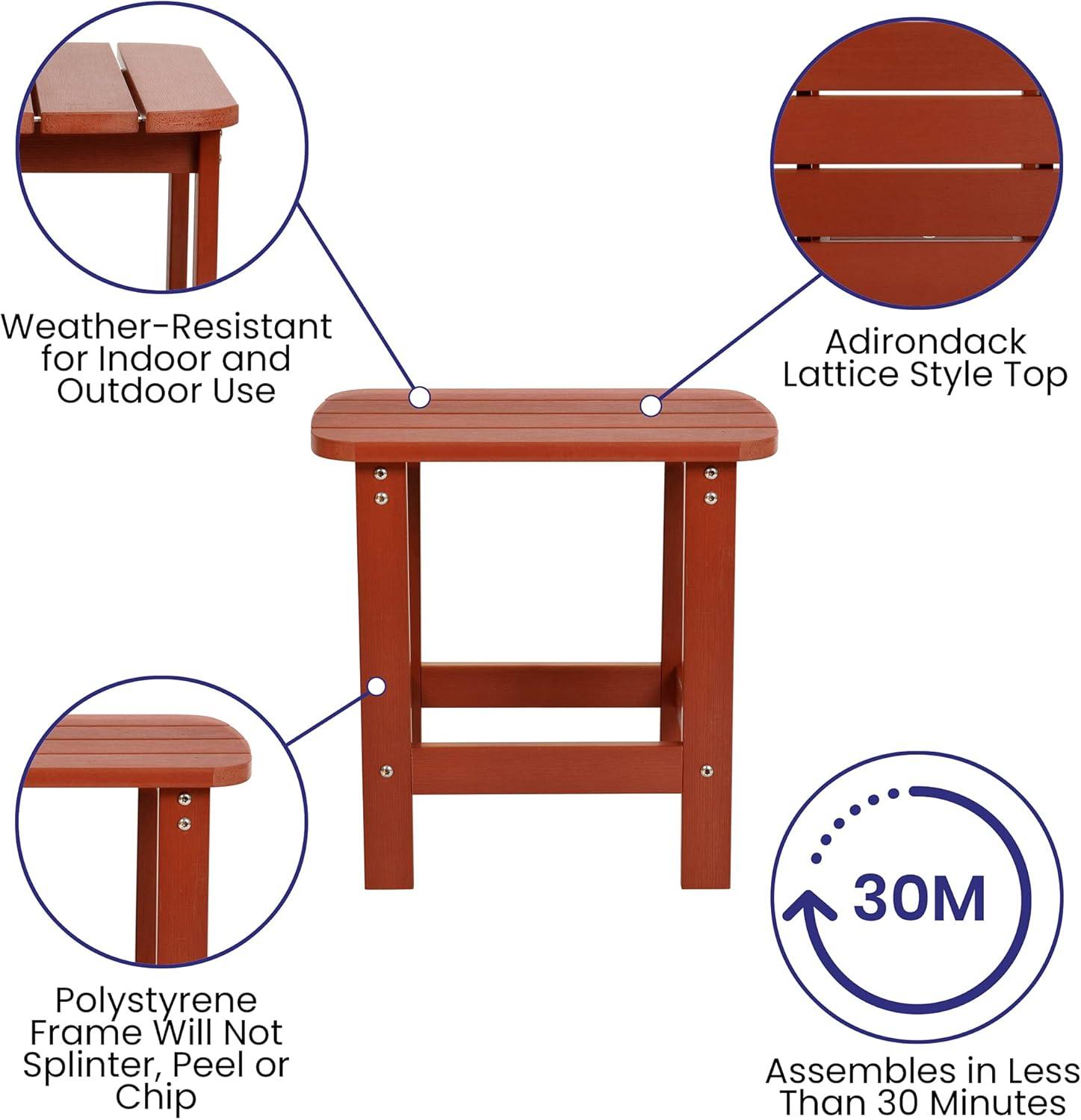 image:imageFlash Furniture Red Poly Resin Adirondack Chair and Matching Lattice Side Table IndoorOutdoor Set