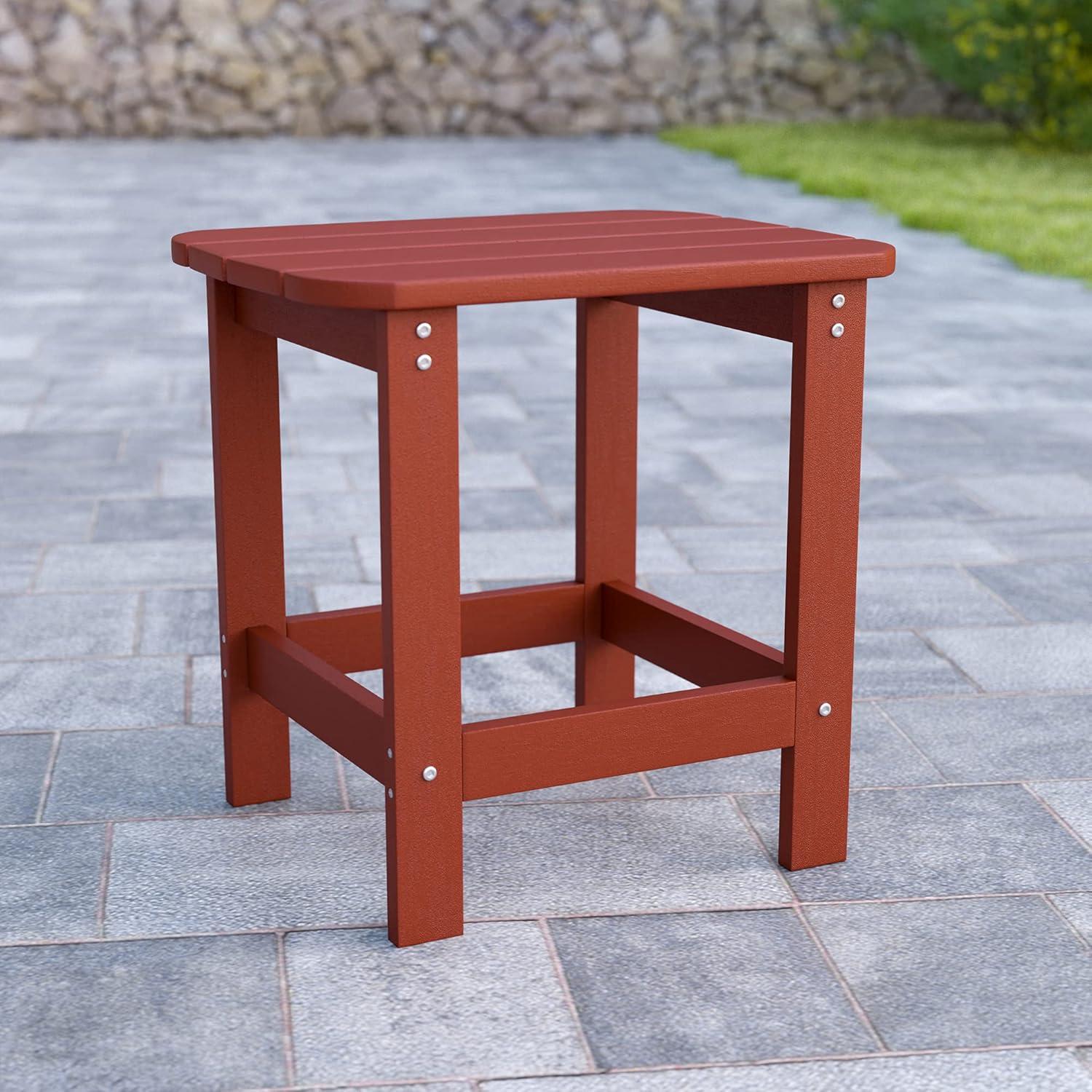 image:imageFlash Furniture Red Poly Resin Adirondack Chair and Matching Lattice Side Table IndoorOutdoor Set