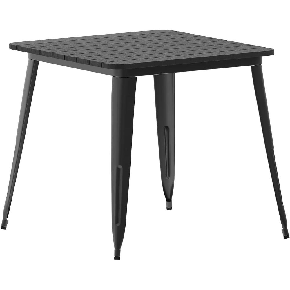 image:imageFlash Furniture Declan Commercial Outdoor Dining Table All Weather Poly Resin Top with Steel Base 315 Square BlackBlackBlack TopBlack Frame