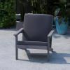 Flash Furniture Charlestown Adirondack Style Deep Seat Patio Club Chair with Cushions – Gray Poly Resin Frame – Cream All-Weather Cushions – Indoor/Outdoor(Grey)