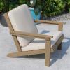 Flash Furniture Charlestown Adirondack Style Deep Seat Patio Club Chair with Cushions – Gray Poly Resin Frame – Cream All-Weather Cushions – Indoor/Outdoor(Natural Cedar/Cream)