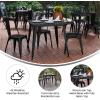 Flash Furniture Declan Commercial Outdoor Dining Table, All Weather Poly Resin Top with Steel Base, 31.5″ Square, Black/Black(Black Top/Black Frame)