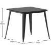 Flash Furniture Declan Commercial Outdoor Dining Table, All Weather Poly Resin Top with Steel Base, 31.5″ Square, Black/Black(Black Top/Black Frame)