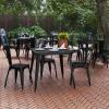 Flash Furniture Declan Commercial Outdoor Dining Table, All Weather Poly Resin Top with Steel Base, 31.5″ Square, Black/Black(Black Top/Black Frame)