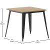 Flash Furniture Declan Commercial Outdoor Dining Table, All Weather Poly Resin Top with Steel Base, 31.5″ Square, Black/Black(Brown Top/Black Frame)