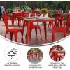 Flash Furniture Declan Commercial Outdoor Dining Table, All Weather Poly Resin Top with Steel Base, 31.5″ Square, Black/Black(Brown Top/Red Frame)