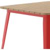Flash Furniture Declan Commercial Outdoor Dining Table, All Weather Poly Resin Top with Steel Base, 31.5″ Square, Black/Black(Brown Top/Red Frame)
