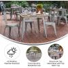 Flash Furniture Declan Commercial Outdoor Dining Table, All Weather Poly Resin Top with Steel Base, 31.5″ Square, Black/Black(Brown Top/Silver Frame)