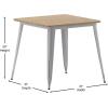 Flash Furniture Declan Commercial Outdoor Dining Table, All Weather Poly Resin Top with Steel Base, 31.5″ Square, Black/Black(Brown Top/Silver Frame)