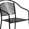 Flash Furniture Oia Commercial Grade 35.25″ Round Black Indoor-Outdoor Steel Patio Table Set with 4 Round Back Chairs(Black)