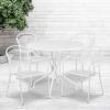Flash Furniture Oia Commercial Grade 35.25″ Round Black Indoor-Outdoor Steel Patio Table Set with 4 Round Back Chairs(White)