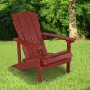 Flash Furniture Red Poly Resin Adirondack Chair and Matching Lattice Side Table Indoor/Outdoor Set