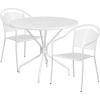 Flash Furniture Oia Commercial Grade 35.25″ Round Black Indoor-Outdoor Steel Patio Table Set with 4 Round Back Chairs(White)