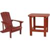 Flash Furniture Red Poly Resin Adirondack Chair and Matching Lattice Side Table Indoor/Outdoor Set