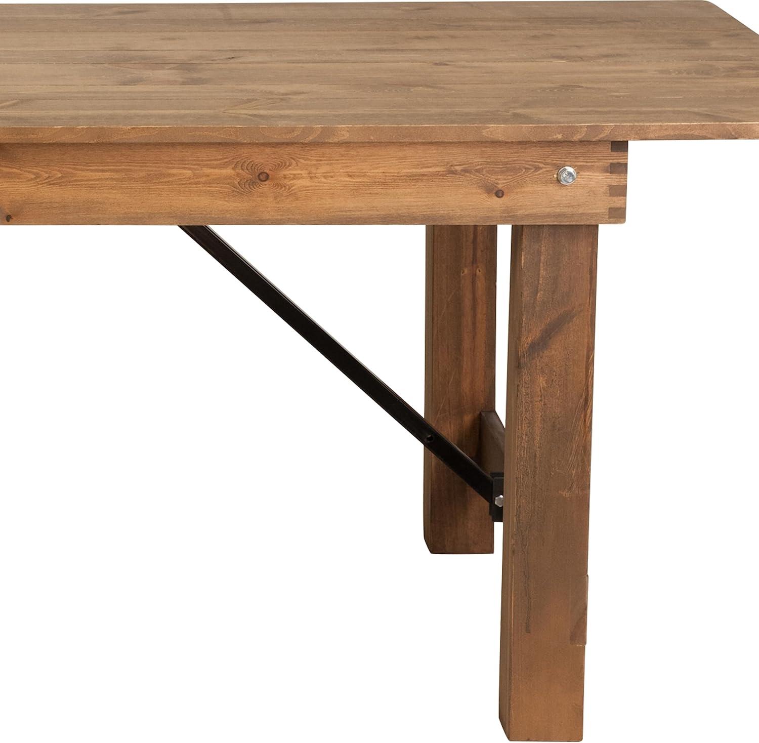 image:imageFlash Furniture Hercules Series 9 x 40 Rustic Solid Pine Folding Dining Table Rectangular Antique Farmhouse Dining and Event Extension Table