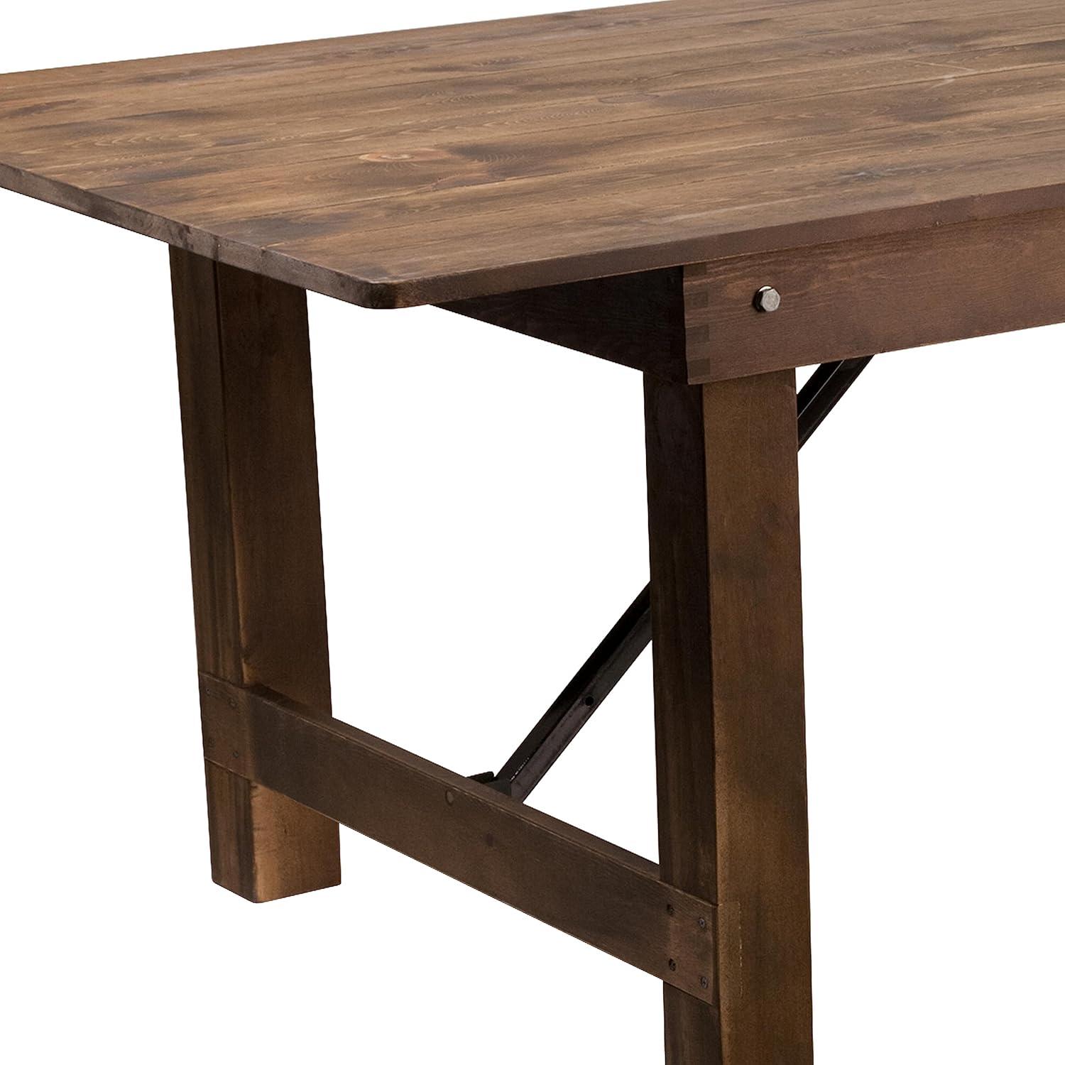 image:imageFlash Furniture Hercules Series 9 x 40 Rustic Solid Pine Folding Dining Table Rectangular Antique Farmhouse Dining and Event Extension Table