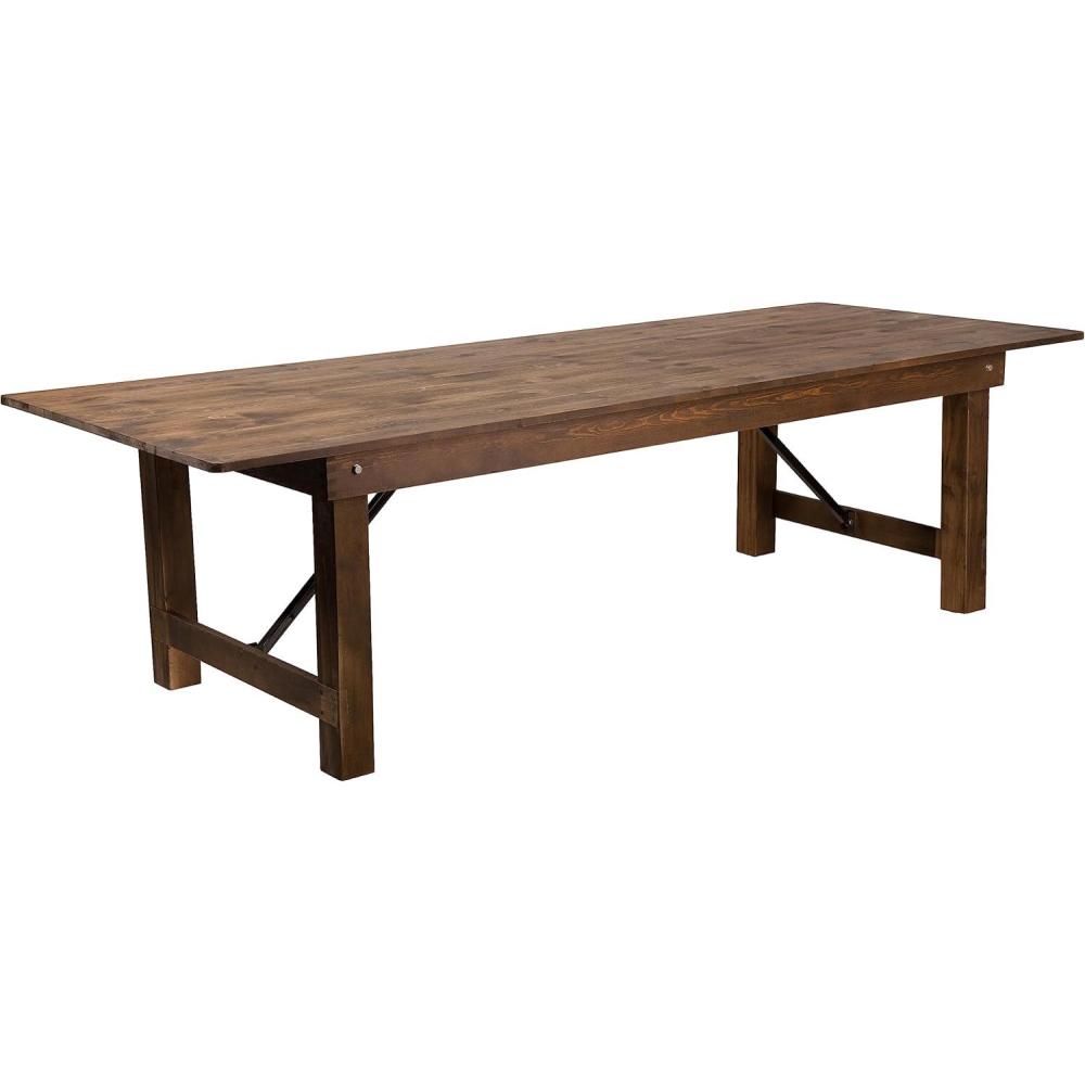image:imageFlash Furniture Hercules Series 9 x 40 Rustic Solid Pine Folding Dining Table Rectangular Antique Farmhouse Dining and Event Extension Table