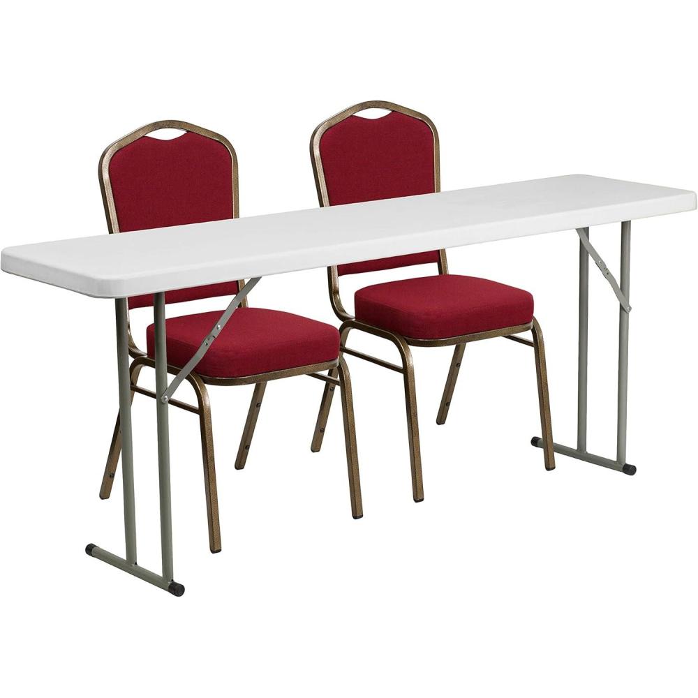 image:imageFlash Furniture Kathryn 6Foot Plastic Folding Training Table Set with 2 Crown Back Stack Chairs