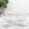 Flash Furniture Commercial Grade 30″ Round Black Indoor-Outdoor Steel Folding Patio Table Set with 4 Round Back Chairs(White)