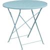 Flash Furniture Commercial Grade 30″ Round Sky Blue Indoor-Outdoor Steel Folding Patio Table Set with 2 Square Back Chairs(Sky Blue)