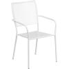 Flash Furniture Commercial Grade 30″ Round Sky Blue Indoor-Outdoor Steel Folding Patio Table Set with 2 Square Back Chairs(White)