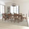 Flash Furniture HERCULES Series 9′ x 40” Antique Rustic Folding Farm Table Set with 8 Cross Back Chairs and Cushions