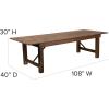 Flash Furniture Hercules Series 9′ x 40″ Rustic Solid Pine Folding Dining Table, Rectangular Antique Farmhouse Dining and Event Extension Table
