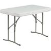 Flash Furniture Rowan 3 Piece Portable Plastic Folding Bench and Table Set,Granite White