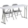Flash Furniture 5-Foot Plastic Folding Training Table Set with 2 Gray Metal Folding Chairs