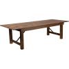 Flash Furniture Hercules Series 9′ x 40″ Rustic Solid Pine Folding Dining Table, Rectangular Antique Farmhouse Dining and Event Extension Table