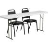Flash Furniture Kathryn 6-Foot Plastic Folding Training Table Set with 2 Trapezoidal Back Stack Chairs