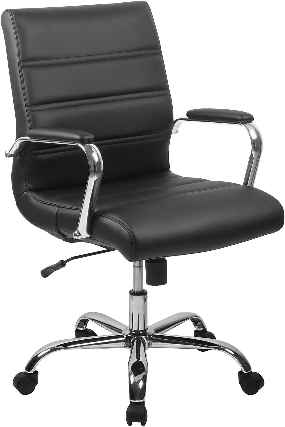 image:imageFlash Furniture 5 Piece Rustic Gray Oval Conference Table Set with 4 Black and Chrome LeatherSoft Executive ChairsCherry