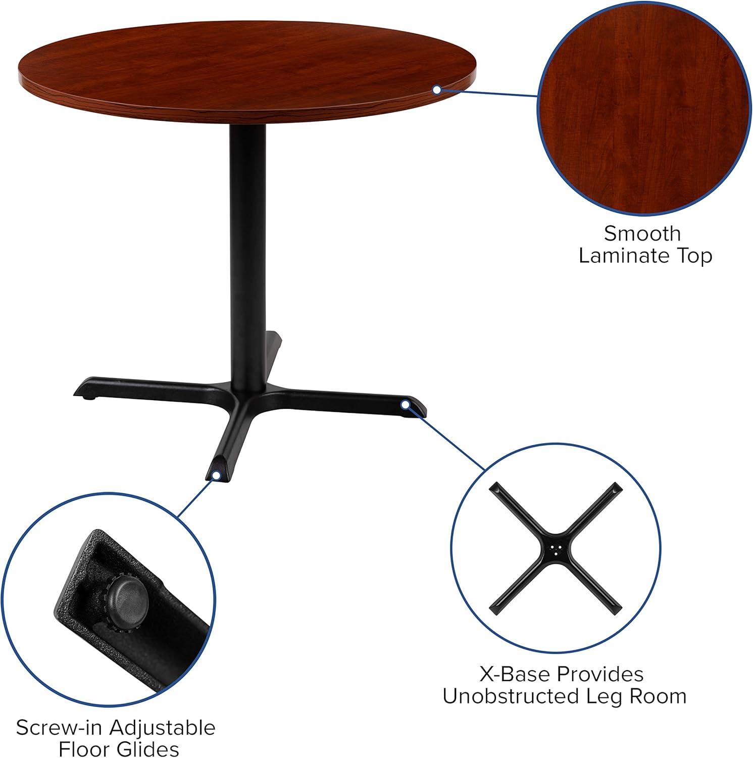 image:imageFlash Furniture Chapman 36 Round Multipurpose Conference Table Business Meeting Table for Office and Conference Rooms Rustic GrayCherry