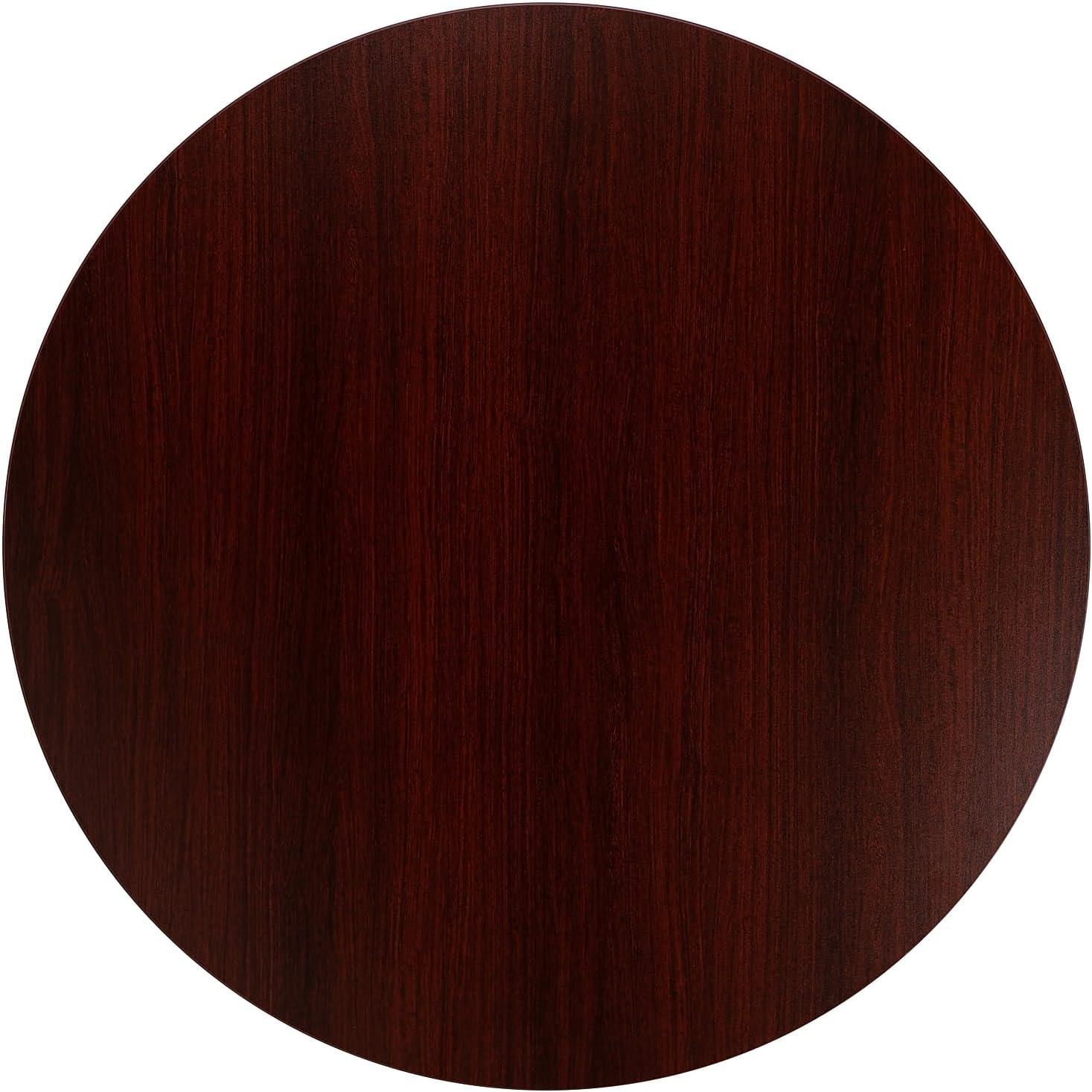 image:imageFlash Furniture Chapman 36 Round Multipurpose Conference Table Business Meeting Table for Office and Conference Rooms Rustic GrayMahogany