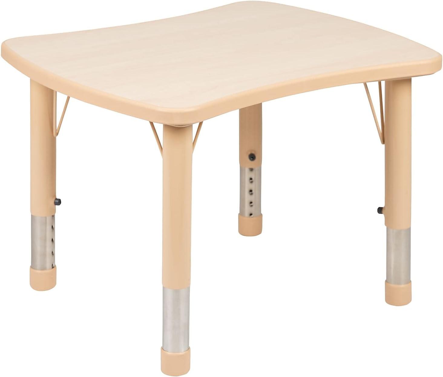 image:imageFlash Furniture Emmy 21875W x 26625L Rectangular Green Plastic Height Adjustable Activity Table Set with 2 ChairsNatural